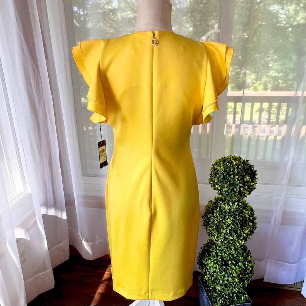 Tommy Hilfiger Scuba Crew Neck Flutter Ruffle Cap Sleeve Dress
Yellow Size 8 NWT - Picture 7 of 16